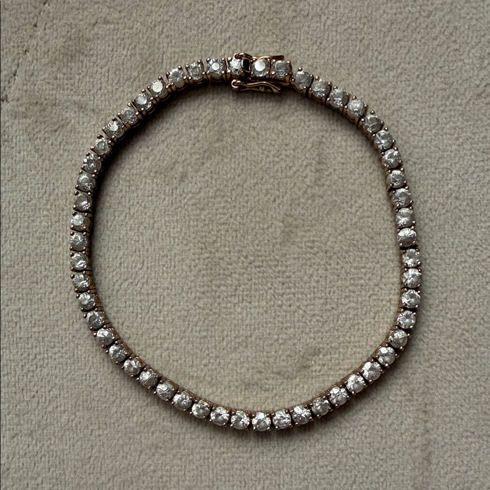 Classic Tennis Bracelet with Gold Tone